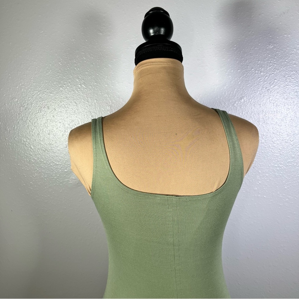 Zara sagegreen stretch knit bodycon tank midi dress M casual minimalist vacation - Picture 10 of 12